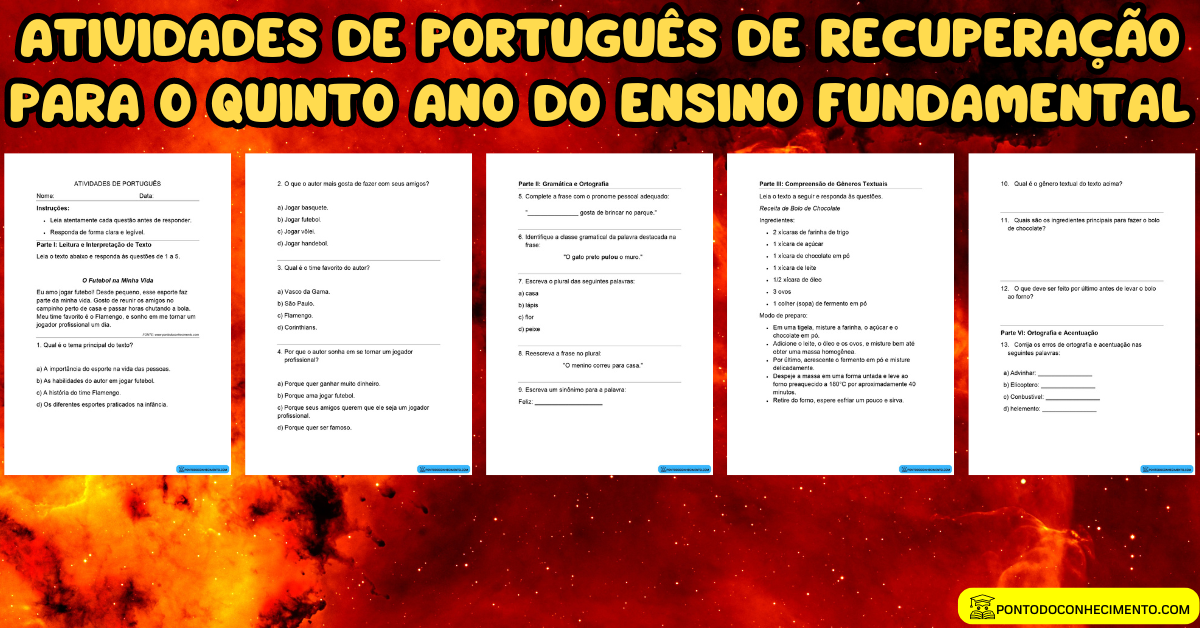 Você está visualizando atualmente Atividades de português de recuperação para o quinto ano do ensino fundamental