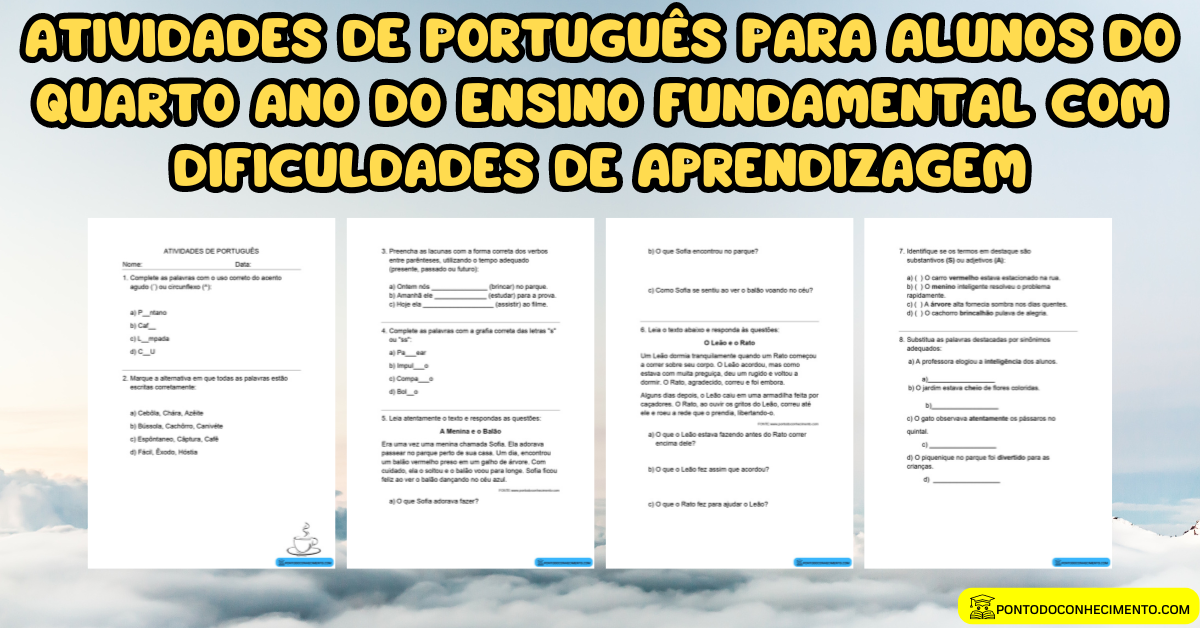 Você está visualizando atualmente Atividades de português de recuperação para o quarto ano do ensino fundamental