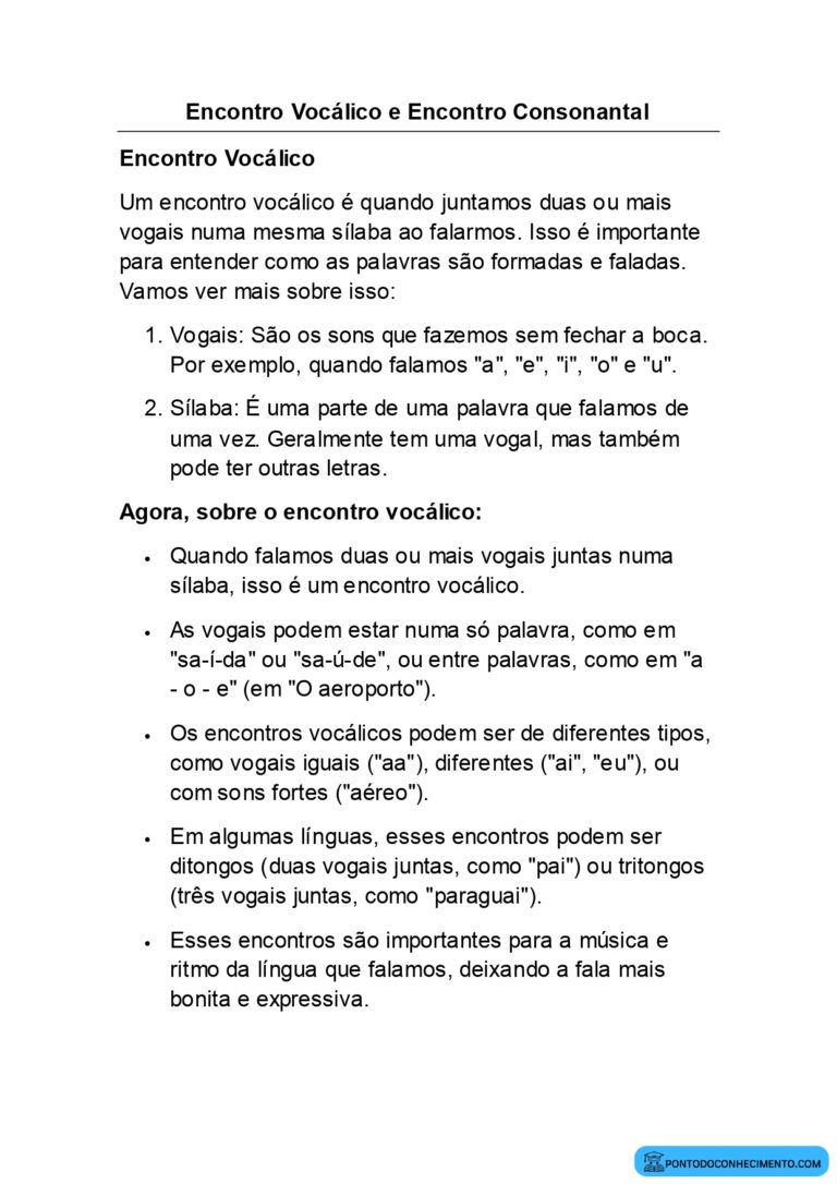 O Que Encontro Voc Lico E Encontro Consonantal Ponto Do Conhecimento