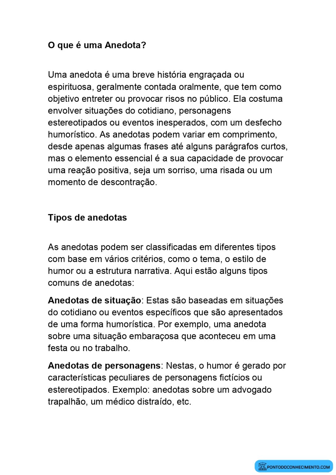O que é uma anedota? - Ponto do Conhecimento