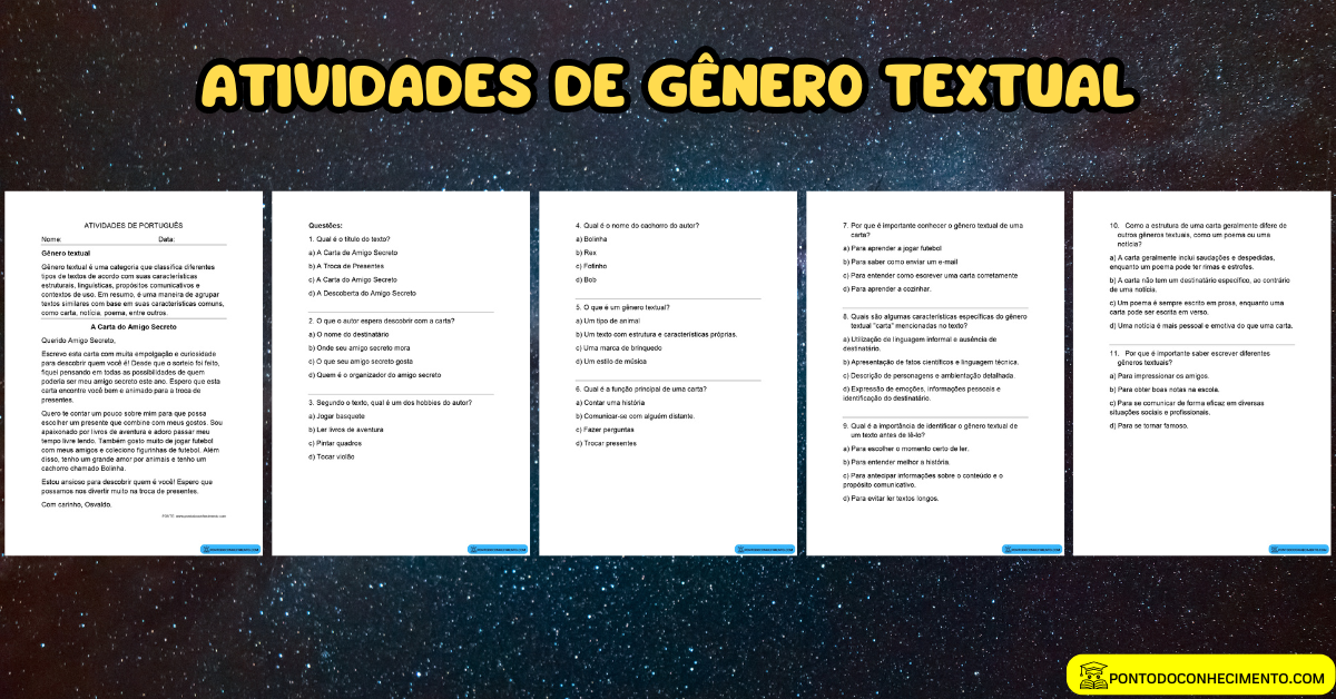 Você está visualizando atualmente Atividades de Gênero textual