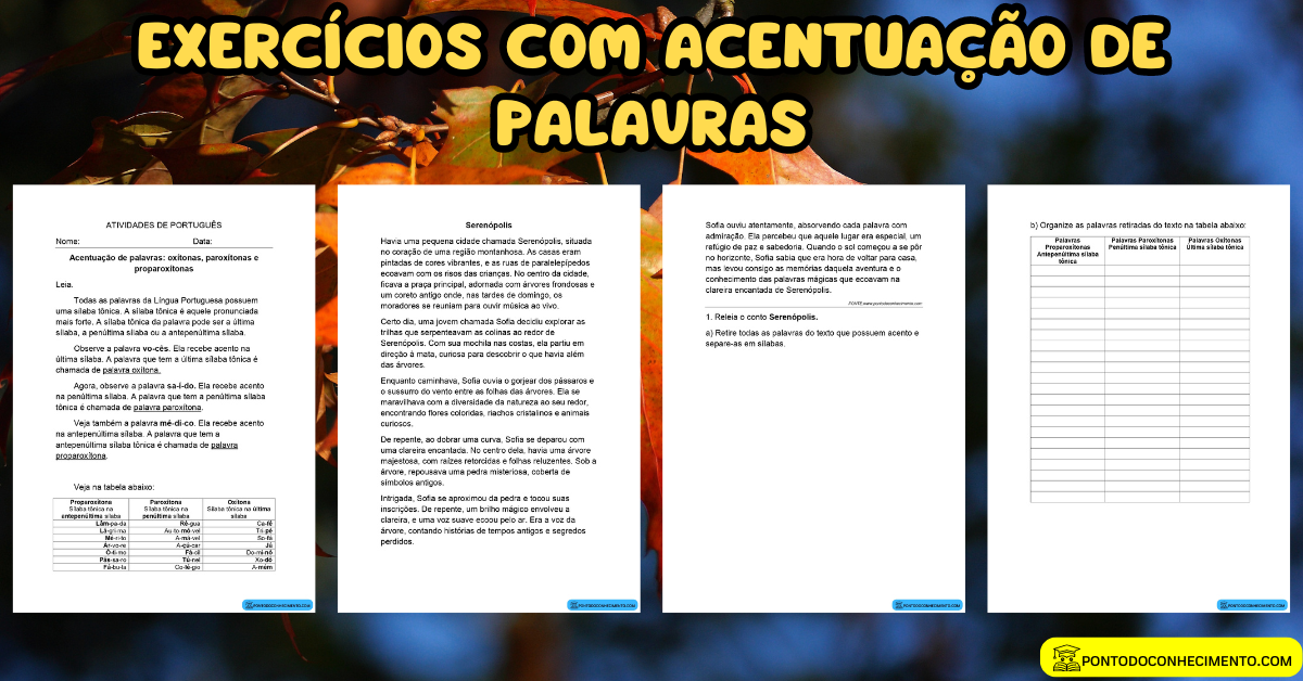 Você está visualizando atualmente Exercícios com Acentuação de palavras