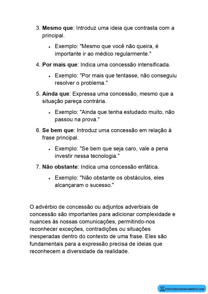 O que é um Advérbio de concessão? - Ponto do Conhecimento
