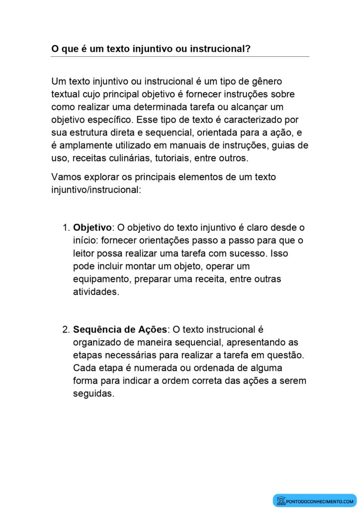 O que é um texto injuntivo ou instrucional? - Ponto do Conhecimento