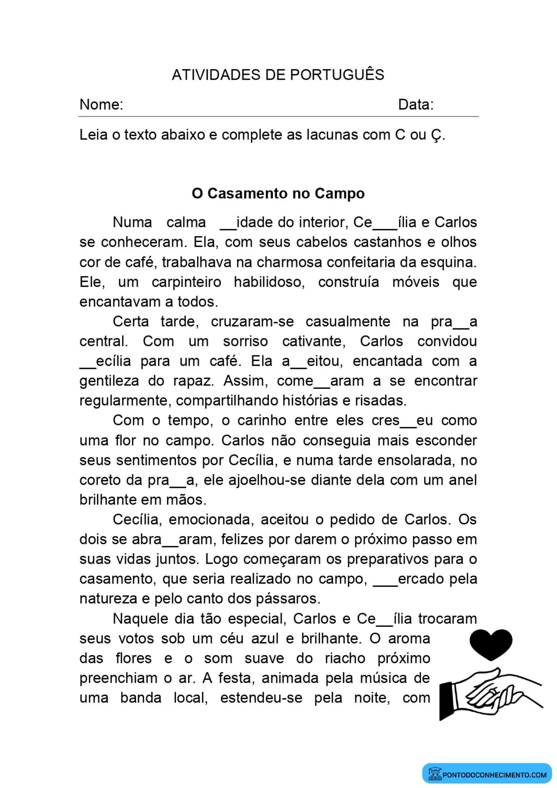 Complete as lacunas com C ou Ç - Ponto do Conhecimento