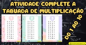 Leia mais sobre o artigo Atividade complete a tabuada de multiplicação