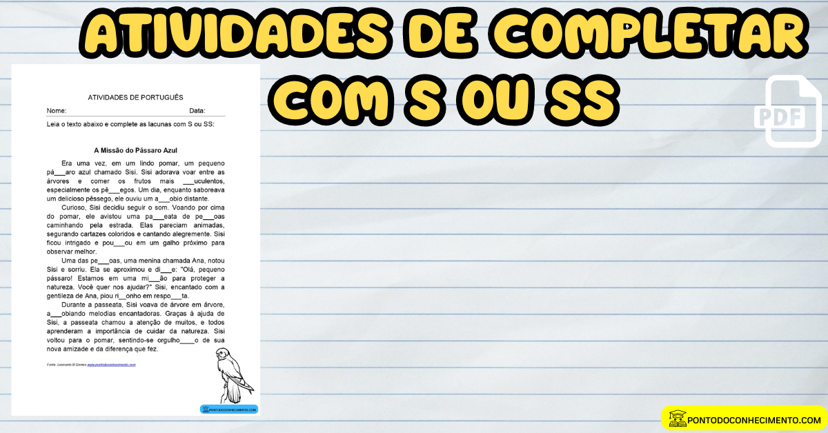 Você está visualizando atualmente Atividades de completar com S ou SS