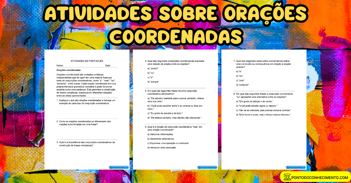 Você está visualizando atualmente Atividades sobre Orações coordenadas