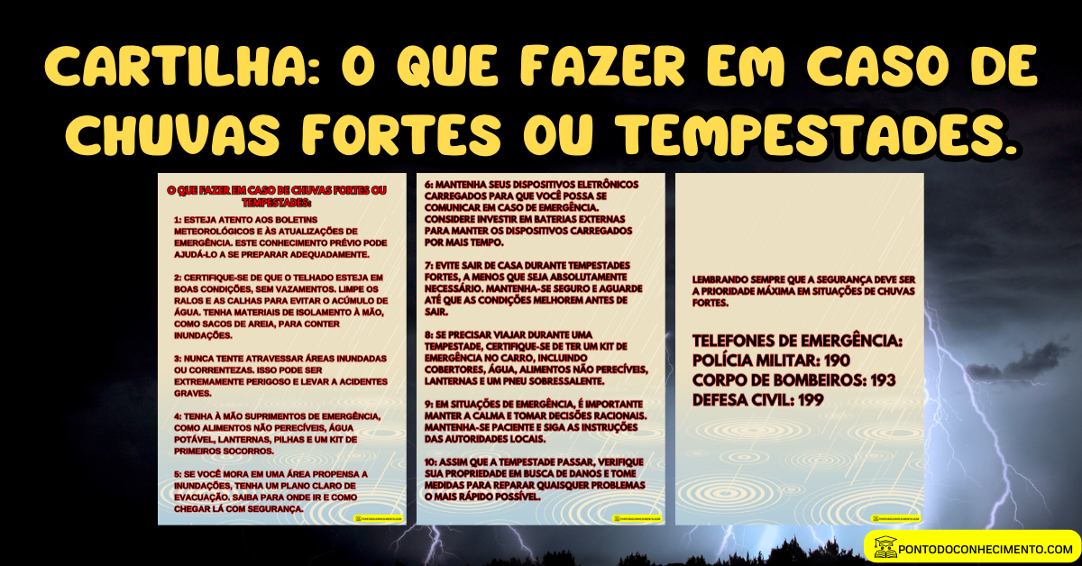 Você está visualizando atualmente Cartilha: O que fazer em caso de chuvas fortes ou tempestades.