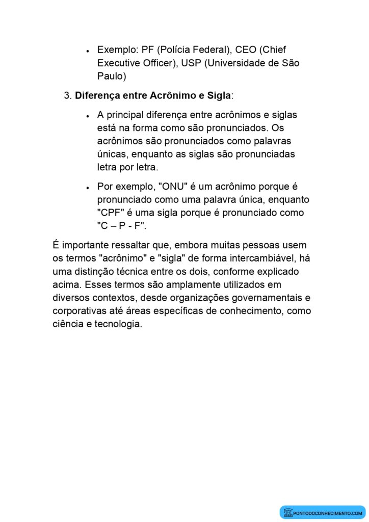 O que é um Acrônimo ou Sigla - Ponto do Conhecimento