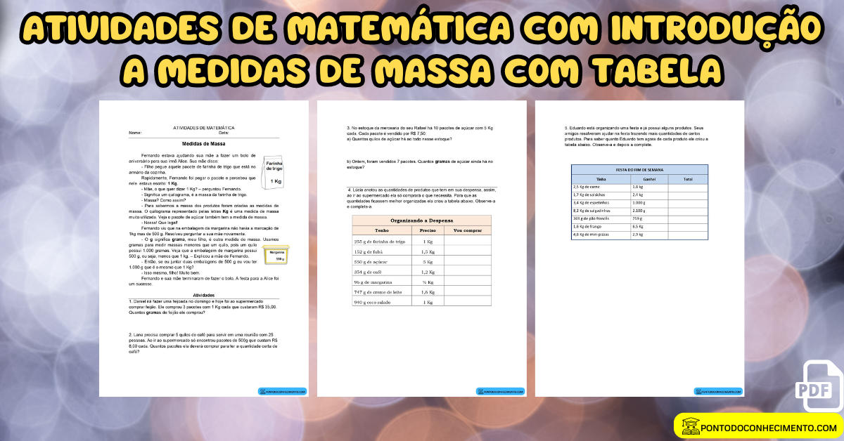 Arquivo De Questões Com Introdução A Medidas De Massa Com Tabela