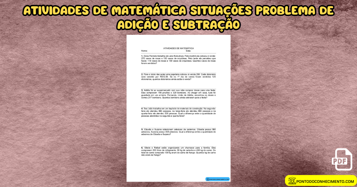 Você está visualizando atualmente Atividades de matemática situações problema de adição e subtração