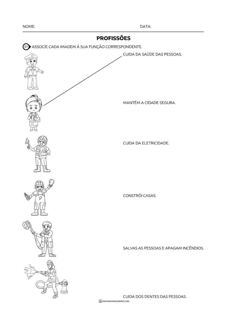 Atividade de história sobre profissões - Ponto do Conhecimento