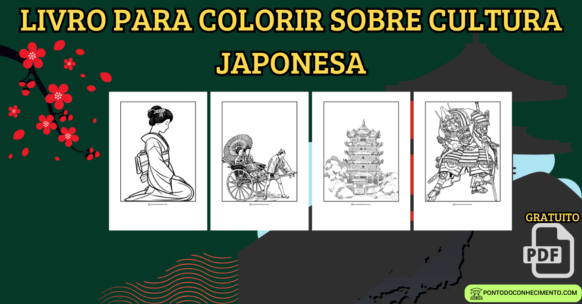 Livro para colorir sobre cultura japonesa