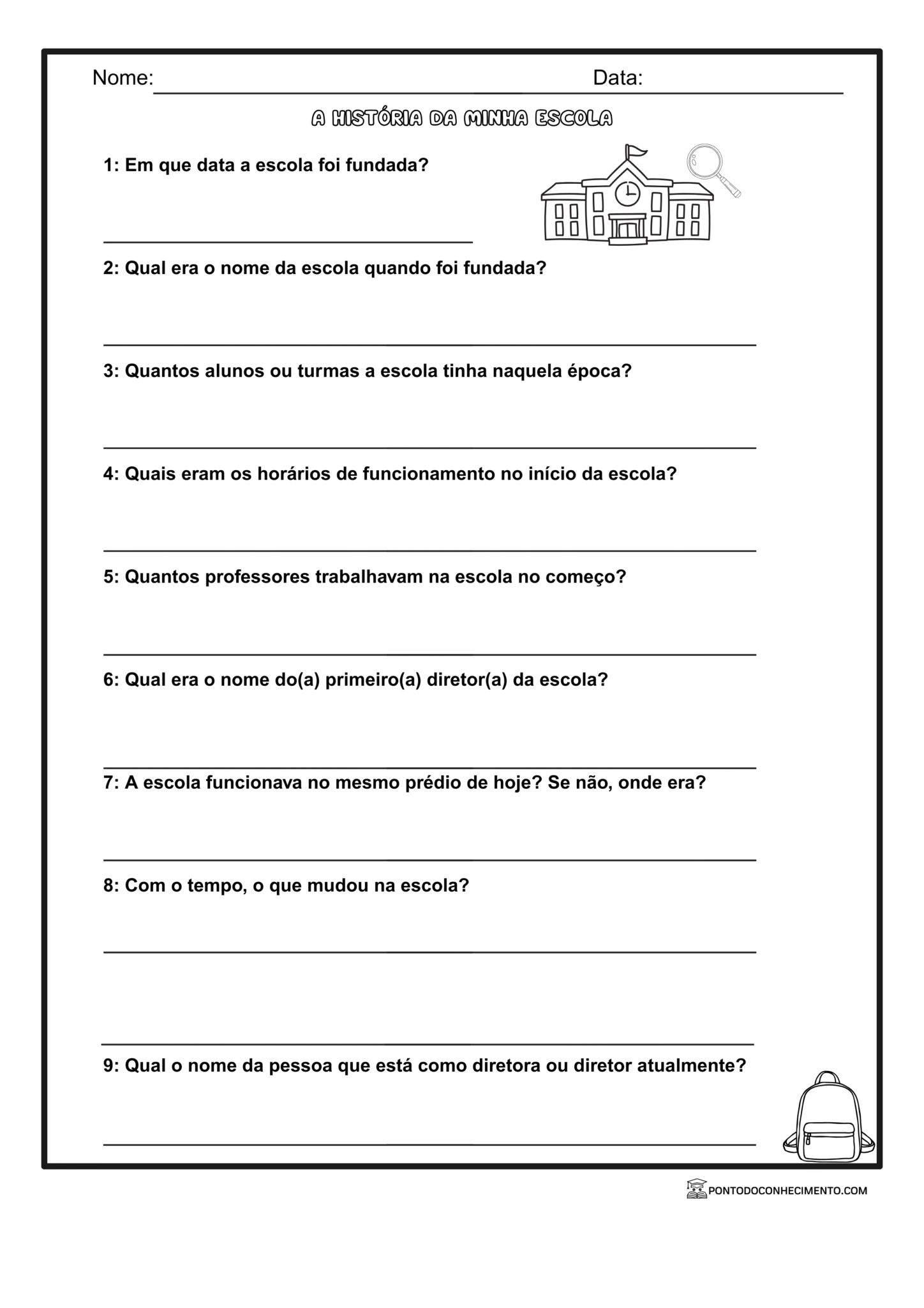 Atividade história da minha escola 2º ano fundamental - Ponto do ...