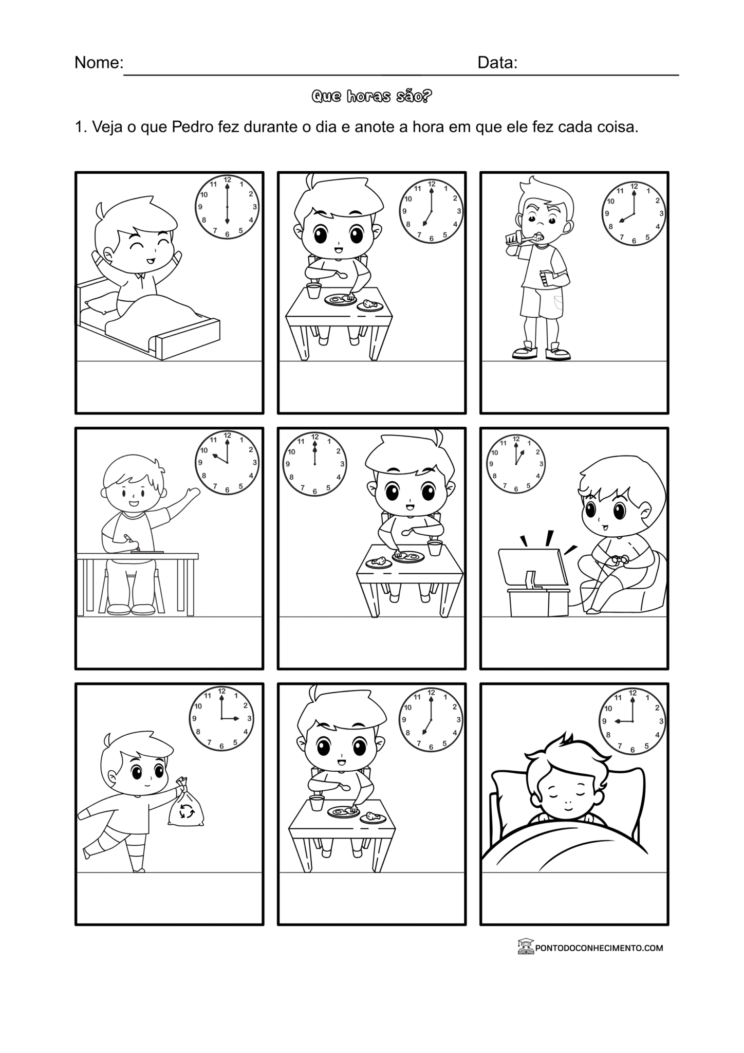 Atividade de história sobre a rotina diária para o 2º ano - Ponto do ...