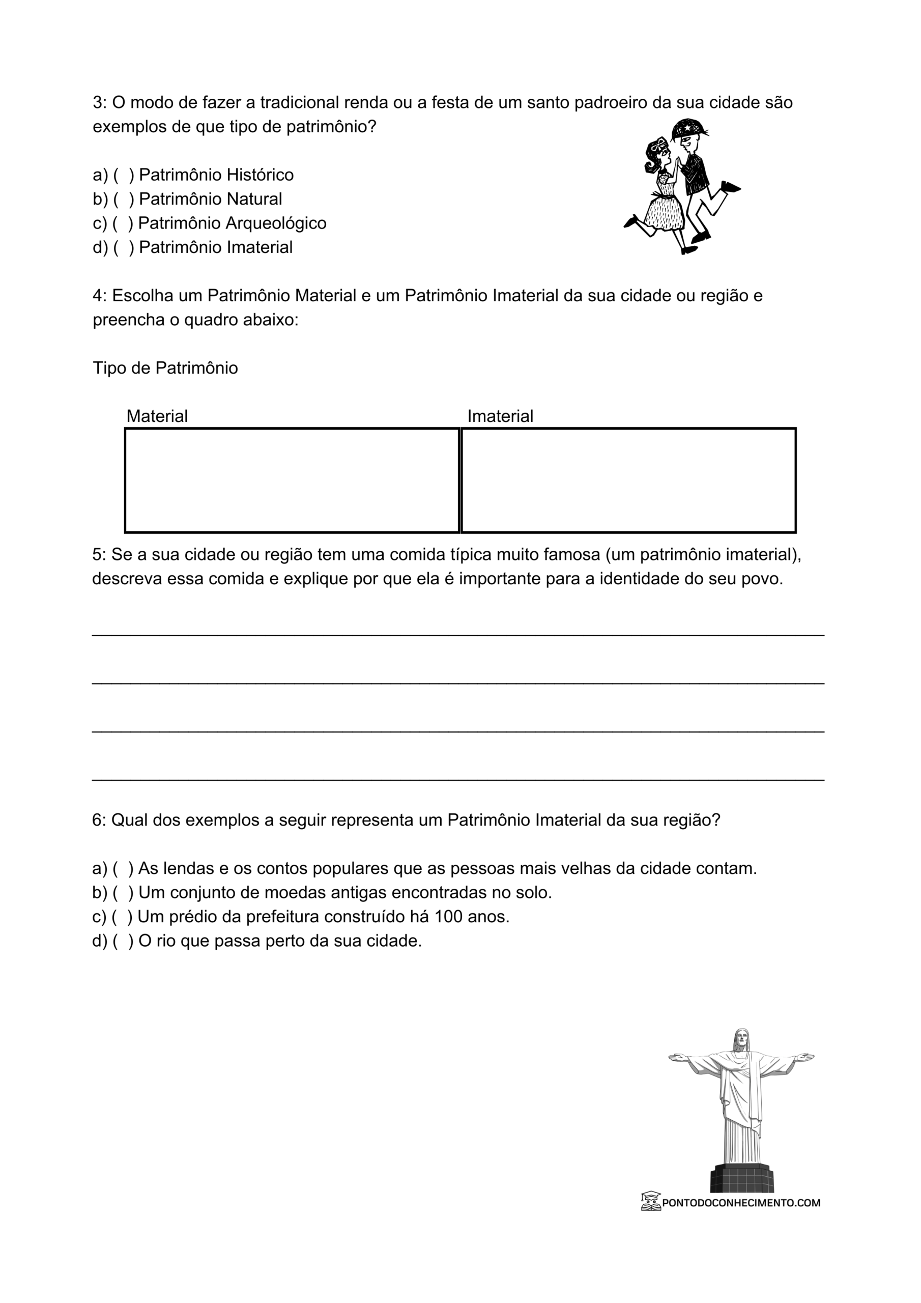 Exercícios de história 3º ano Identificando bens culturais e históricos