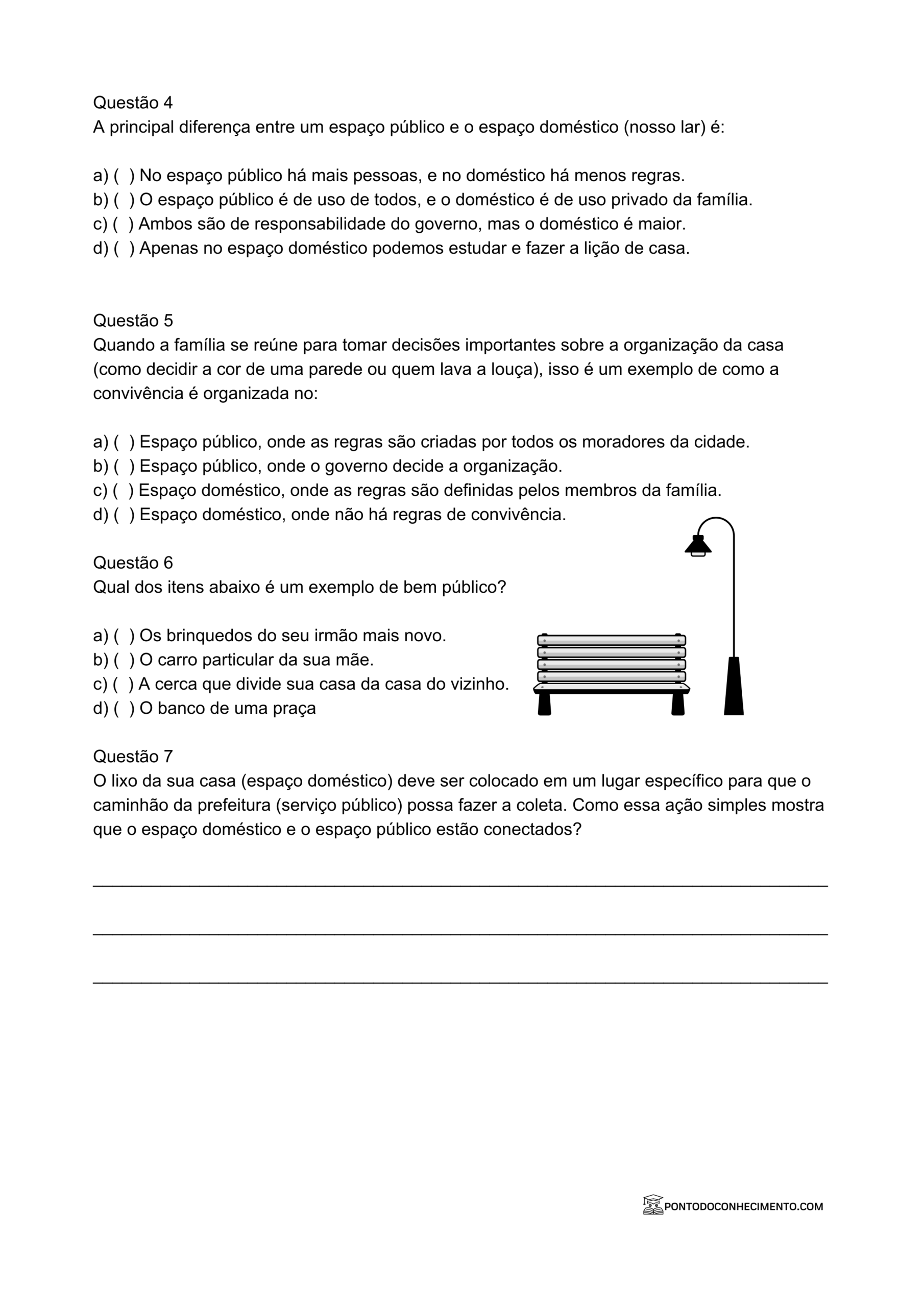 Exercícios de história 3º ano O que define o espaço doméstico