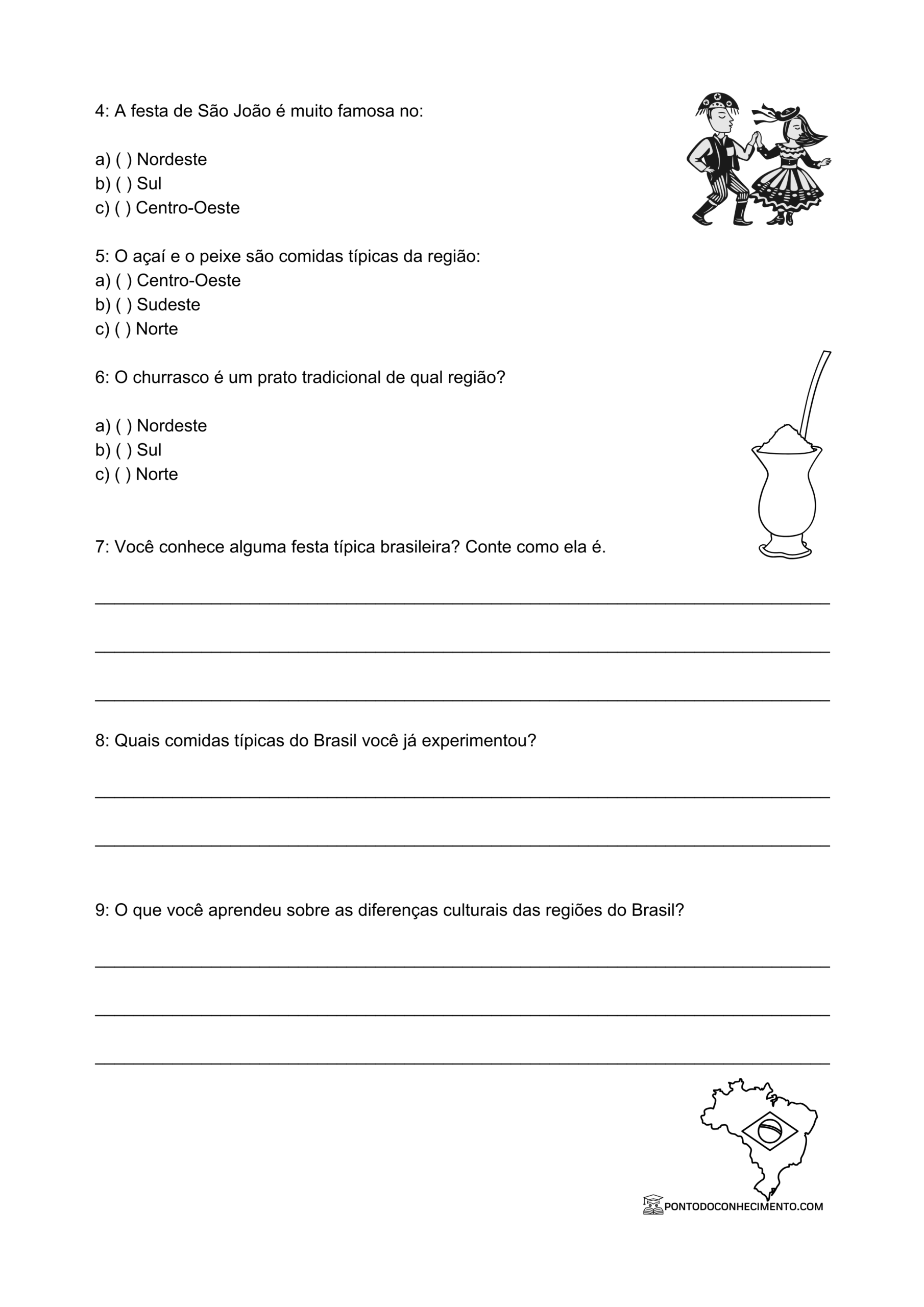 Exercícios de História 3º ano sobre a formação do povo brasileiro