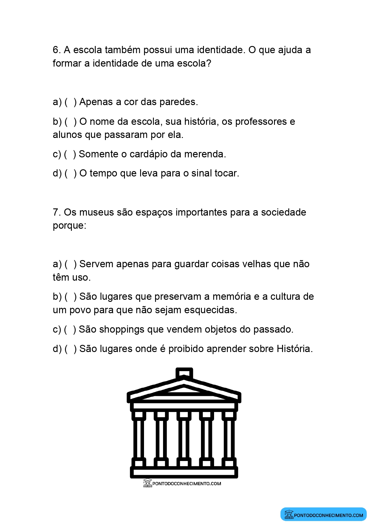 Atividade de História 4º ano sobre memória individual e coletiva