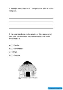 Atividade de História 4º ano sobre povos indígenas do Brasil e seus ...