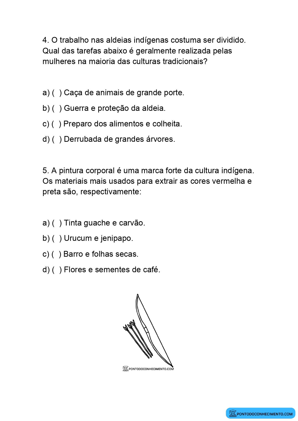 Atividade de História 4º ano sobre trajetórias históricas dos povos originários