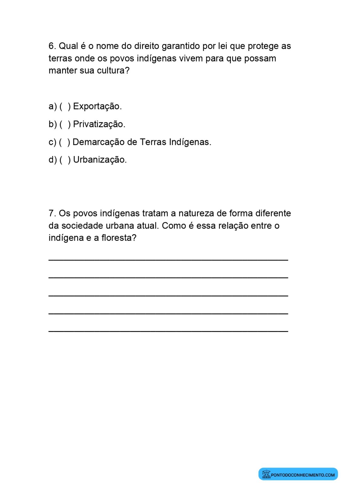 Atividade de História 4º ano sobre povos indígenas do Brasil e seus ...