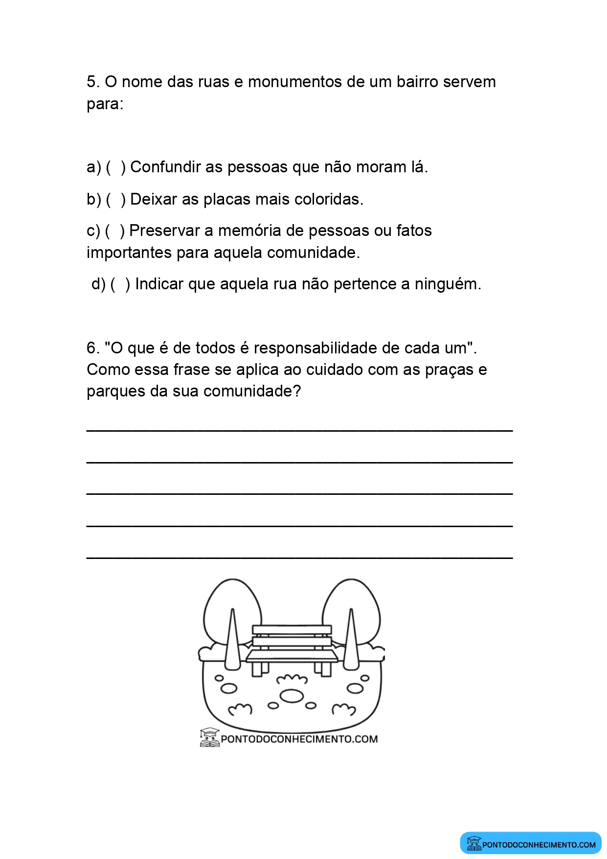 Atividade de História quarto ano Vivendo em Comunidade