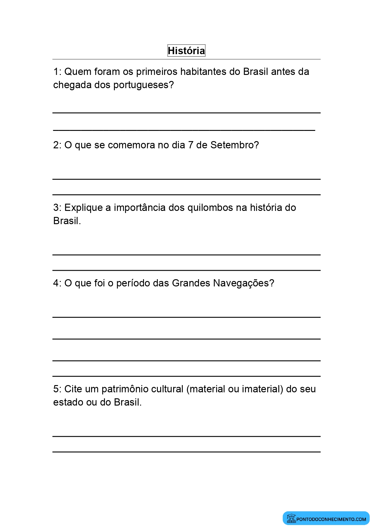 Avaliação diagnóstica 5º ano EF