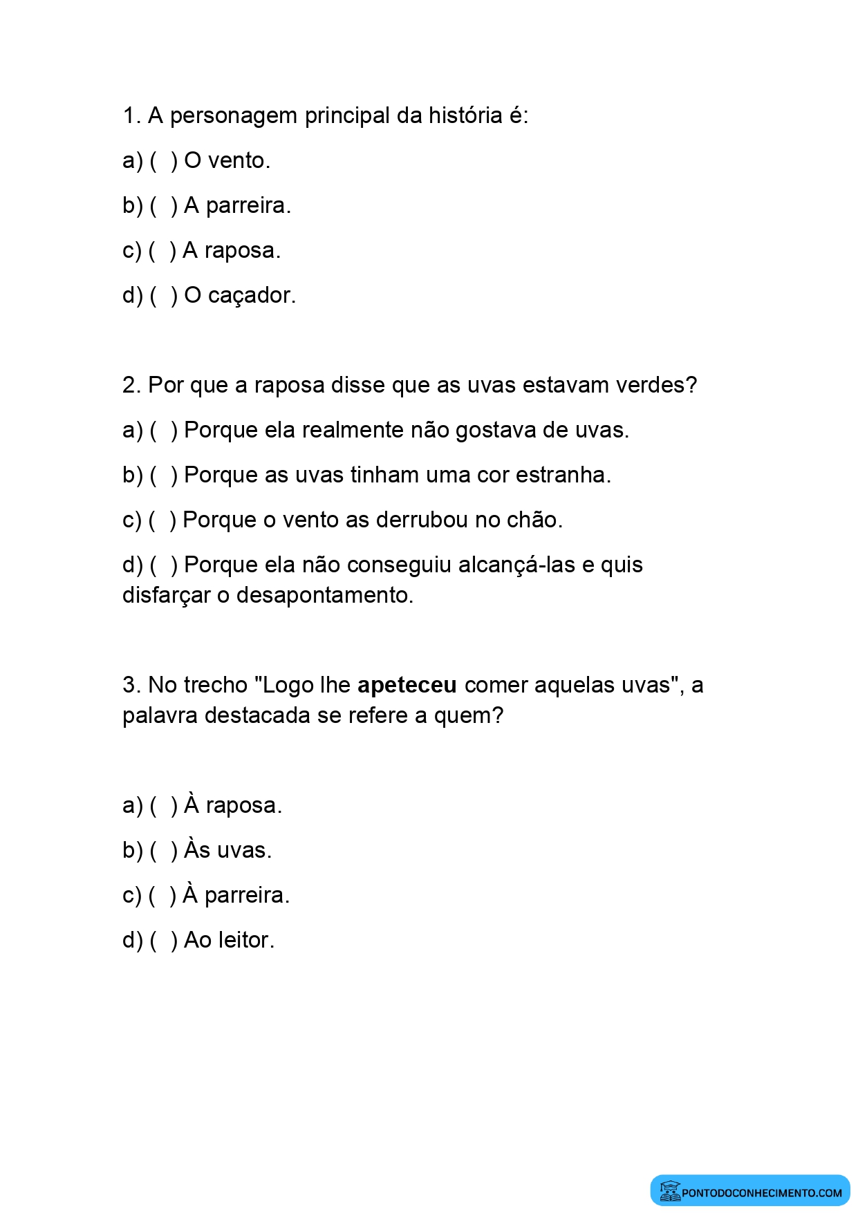 Avaliação diagnóstica para o quarto ano