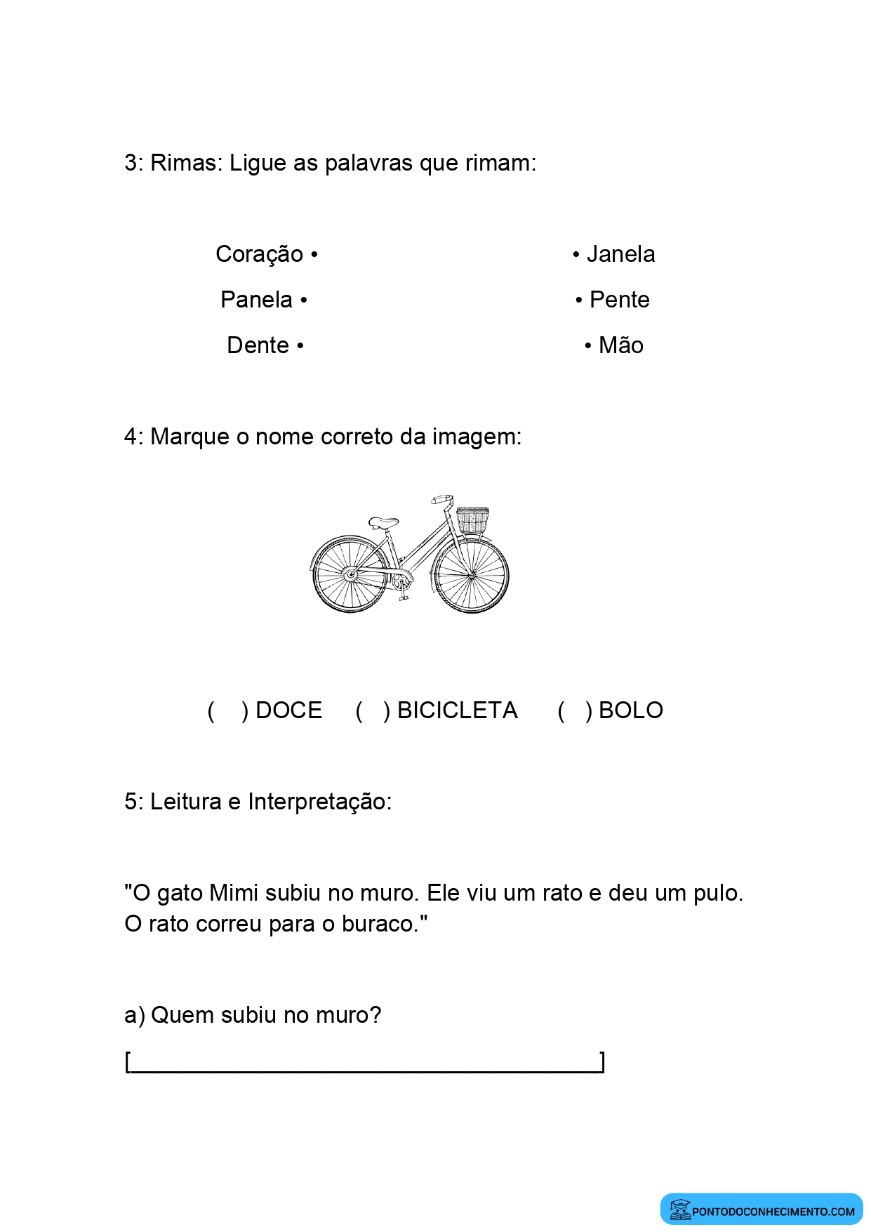 Avaliação diagnóstica para o segundo ano