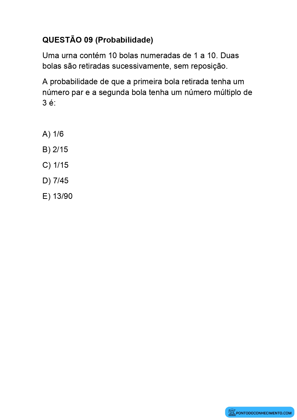Simulado Enem resolvido Estatística e Probabilidade