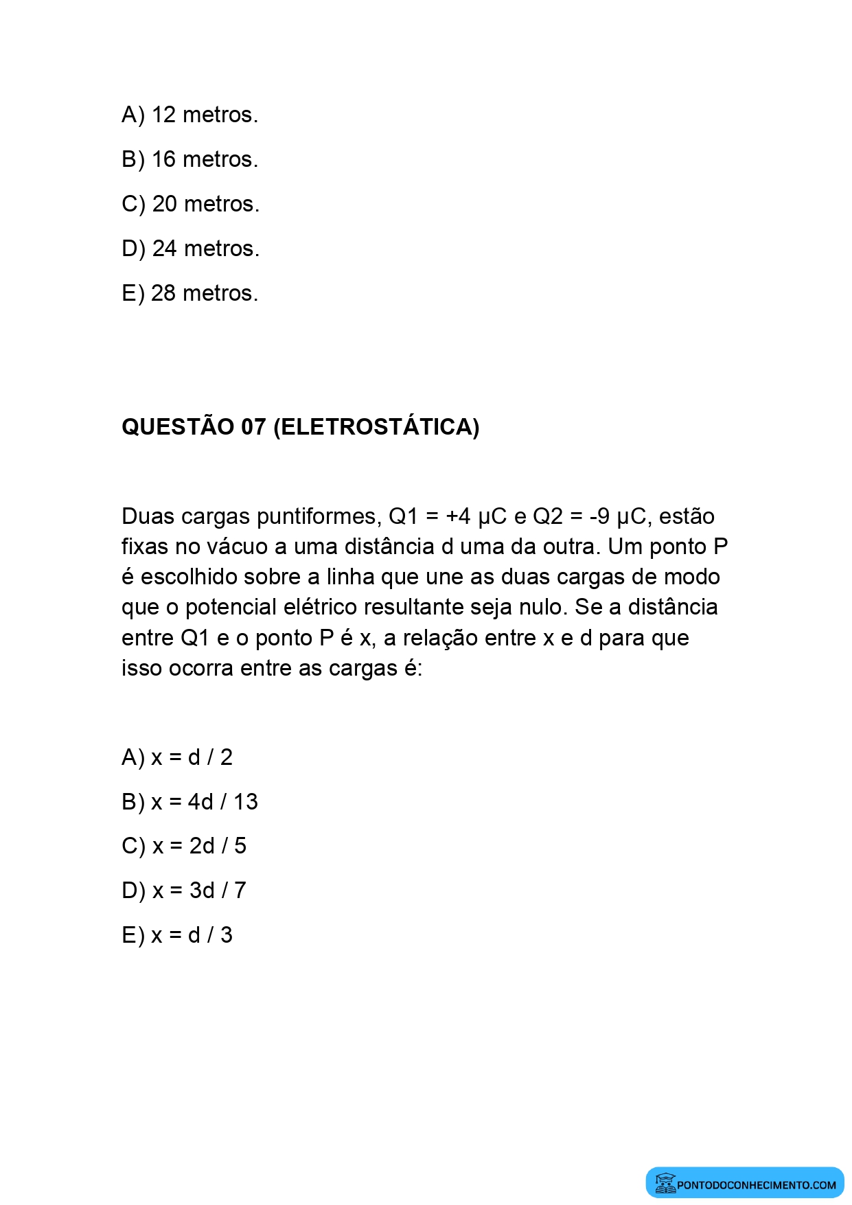 Exercícios de Física para o ENEM