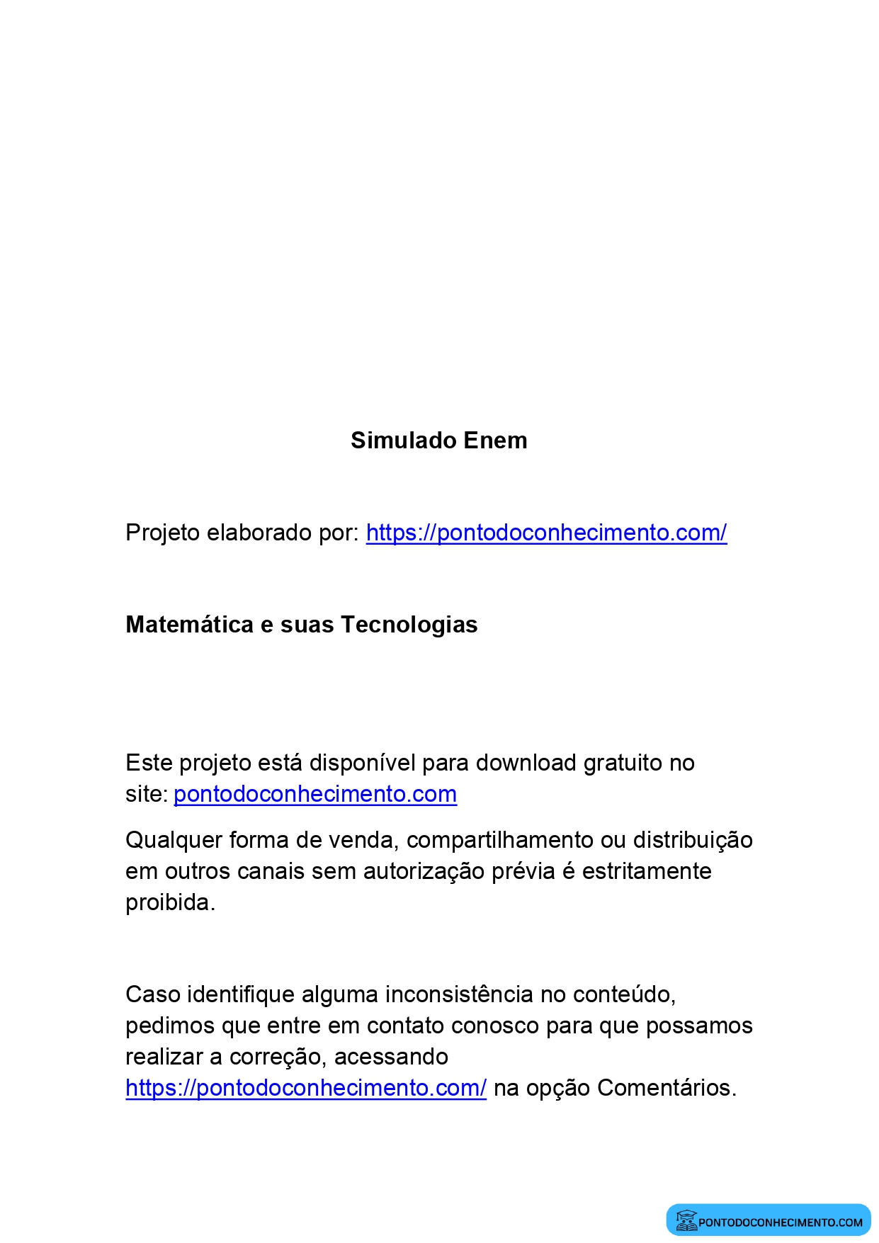 Simulado de Matemática e suas Tecnologias