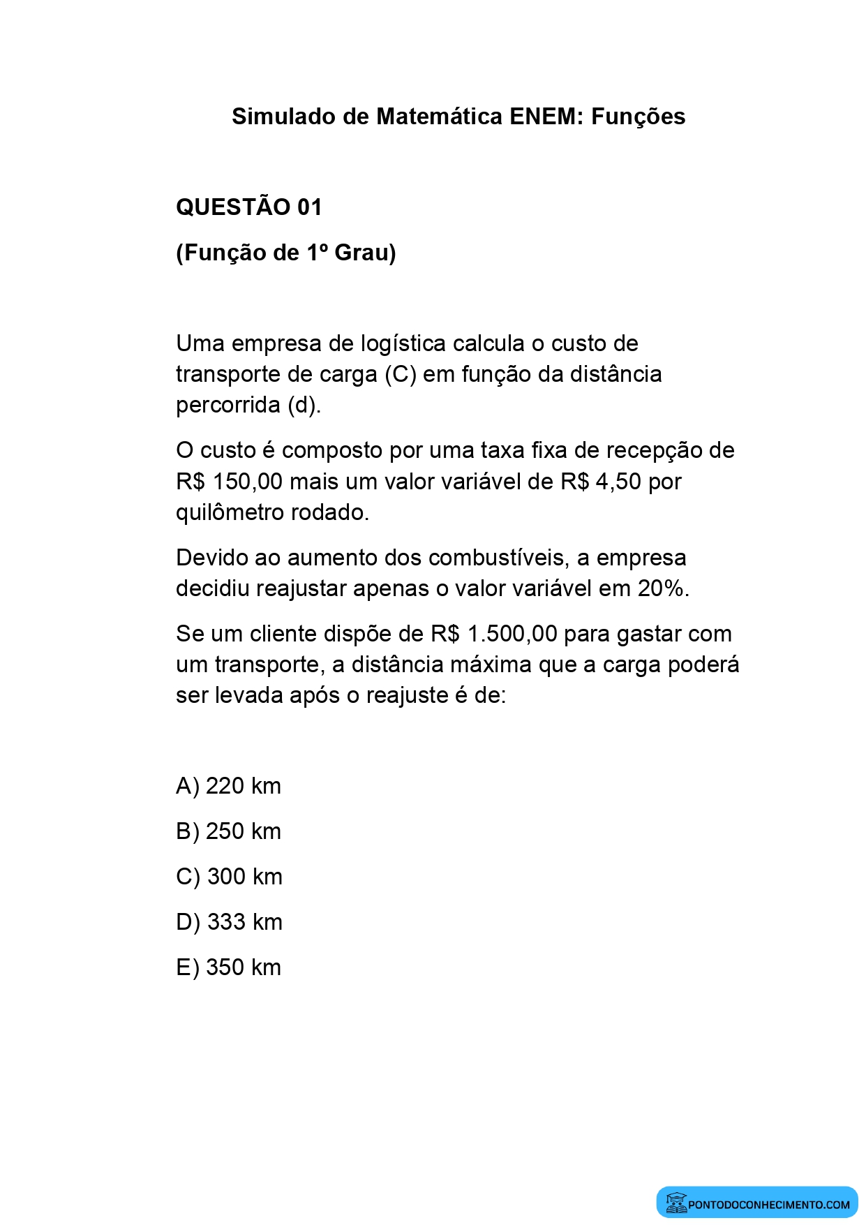 Simulado Enem de Matemática e suas Tecnologias em PDF