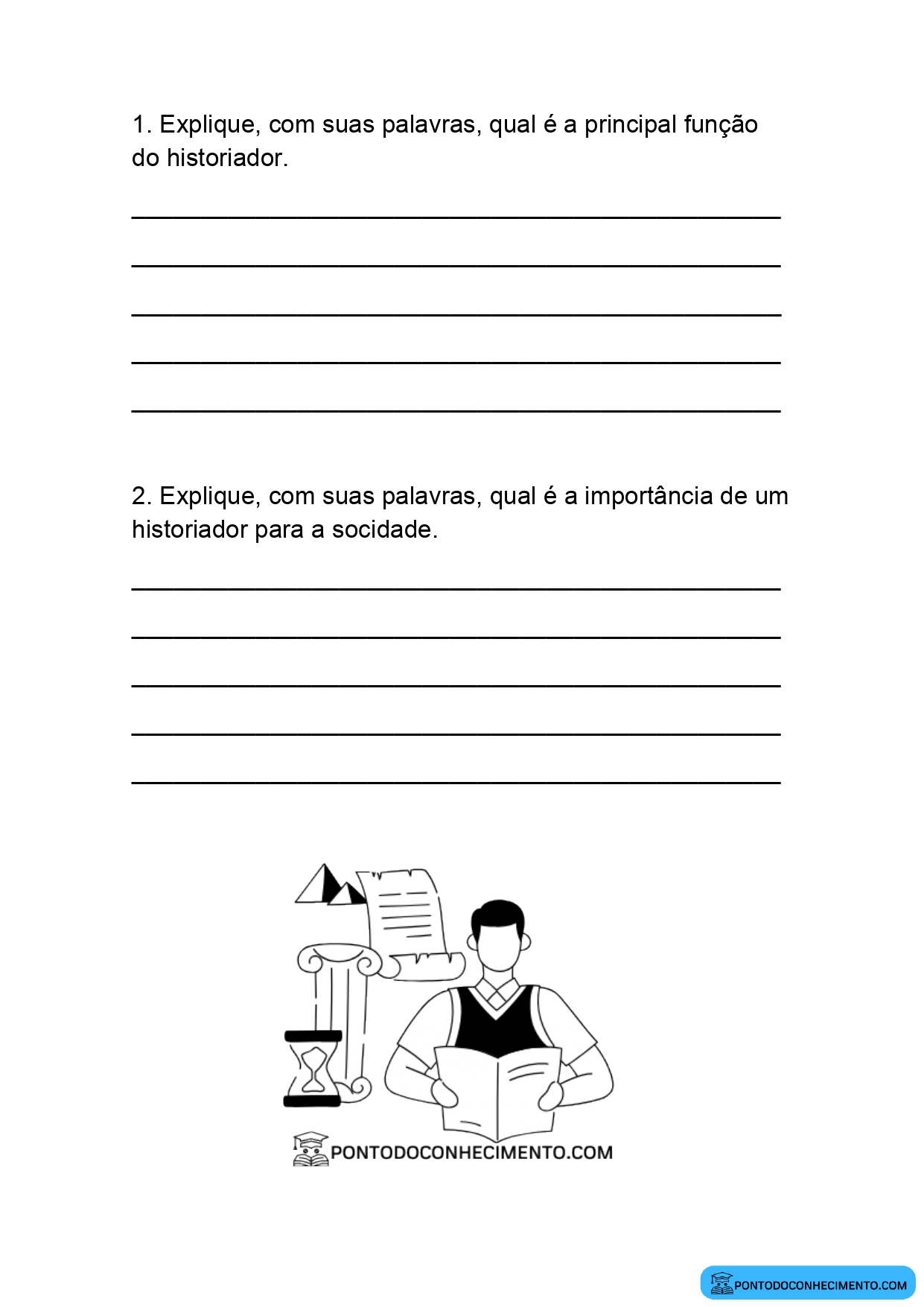 Teste de História Quarto Ano primeiro Bimestre para impressão