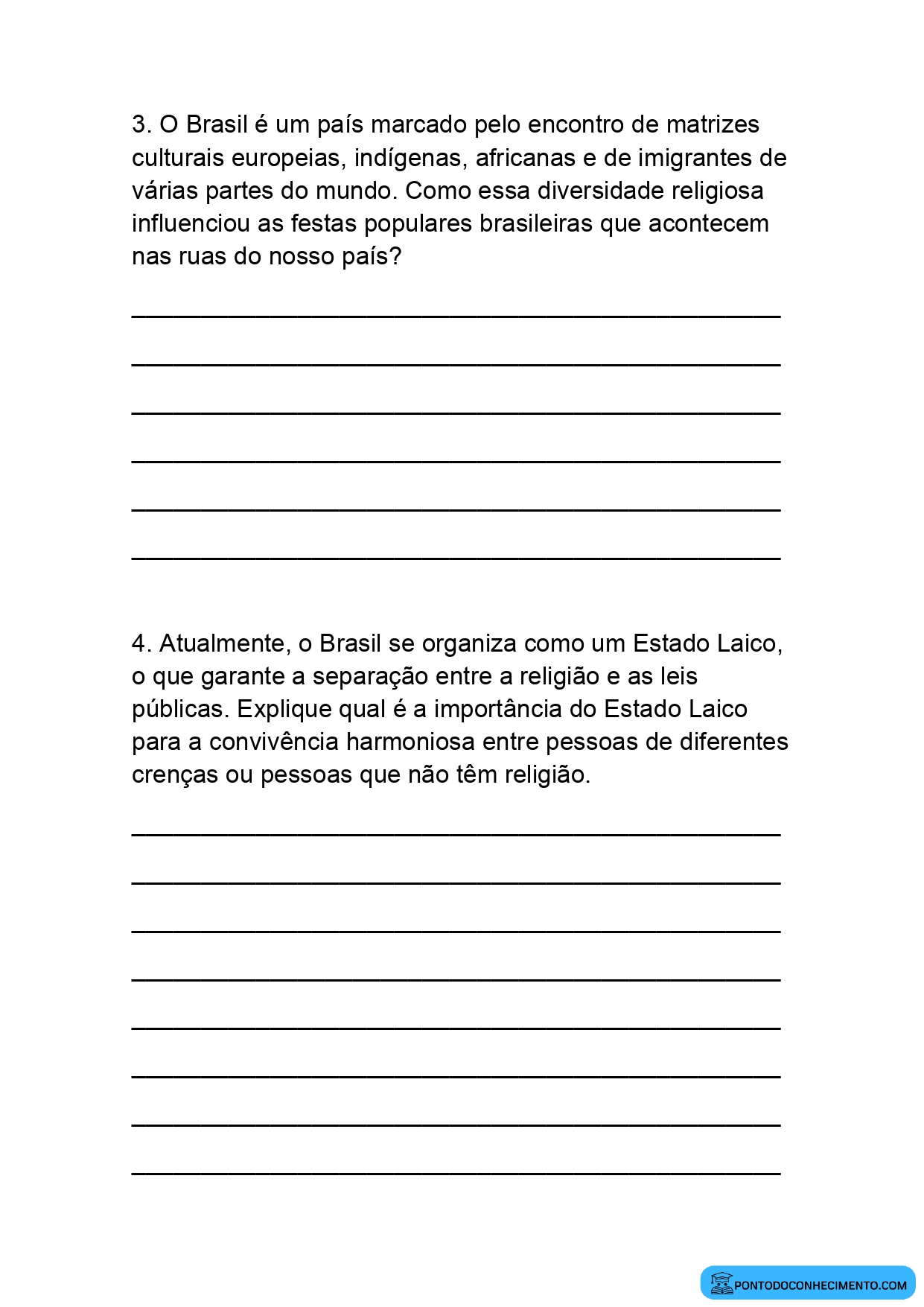Exercícios Discursivos de História sobre a Religiosidade nas Sociedades Antigas