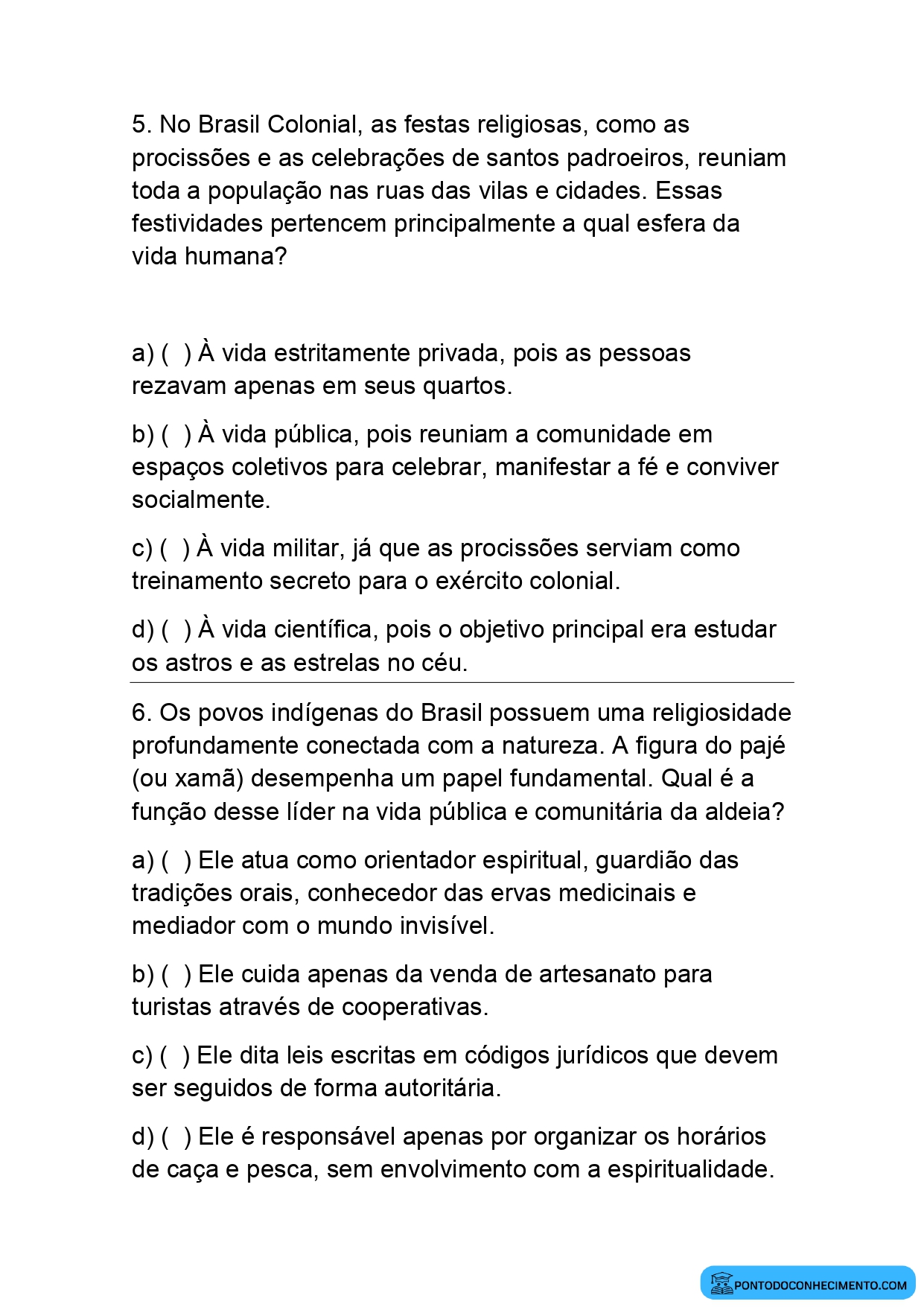 Atividade sobre a Influência da Religiosidade na Vida Social e Individual
