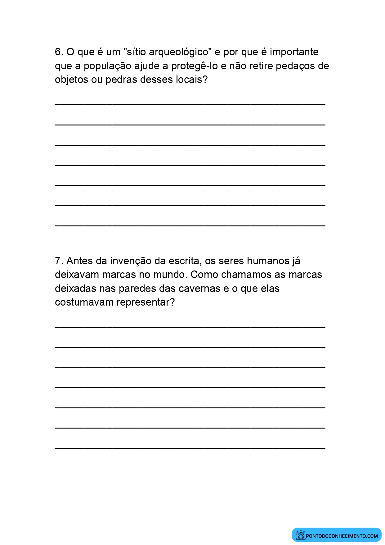 Atividade discursiva sobre o trabalho dos arqueólogos quinto ano