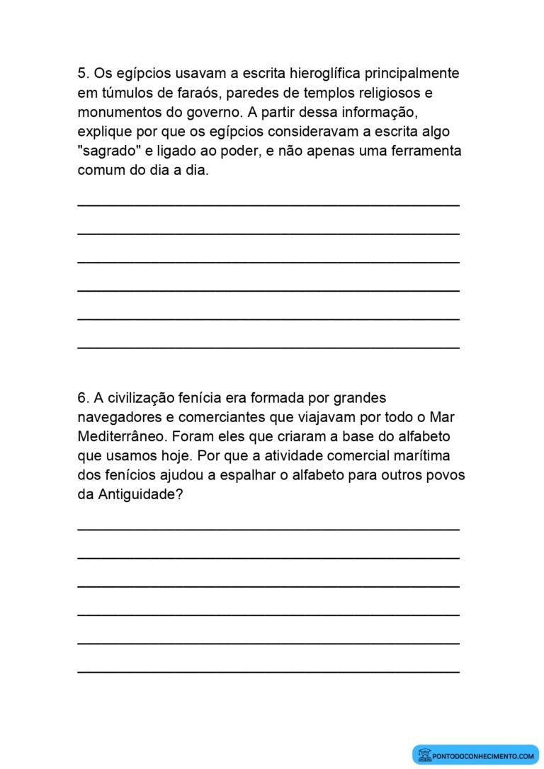 Atividades discursivas de História para o 5º ano sobre o surgimento da ...