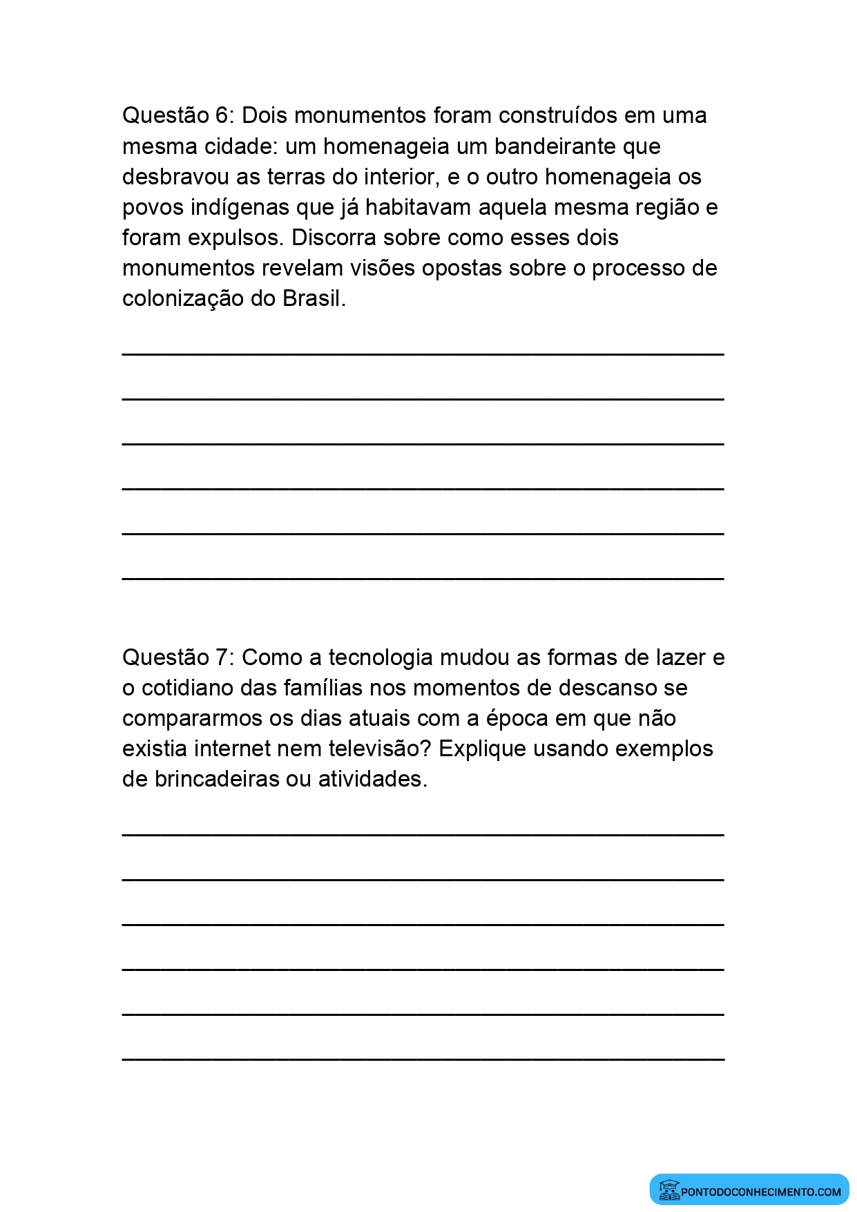 Atividades sobre história do cotidiano para o 5º ano