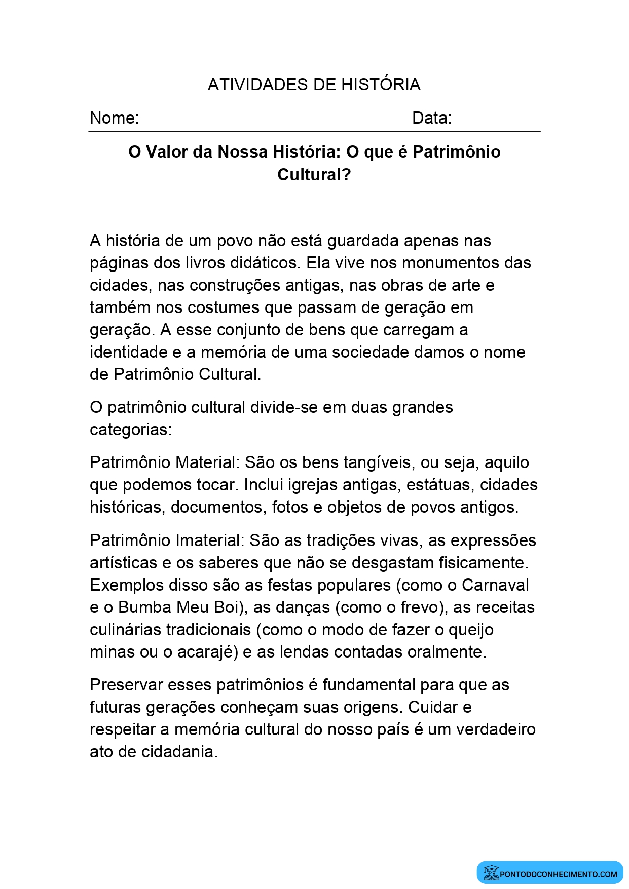 Prova de história para o quinto ano quarto bimestre