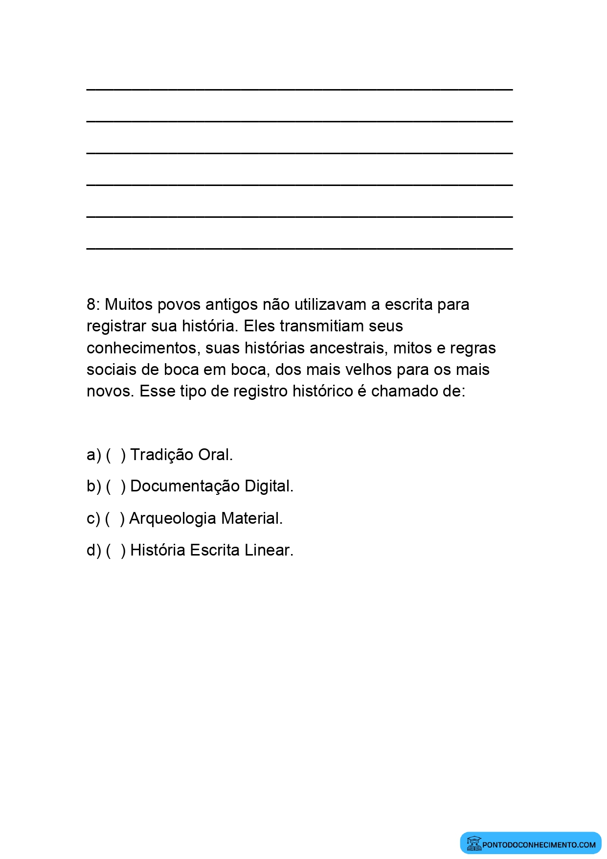 Avaliação de história 5º ano quarto bimestre