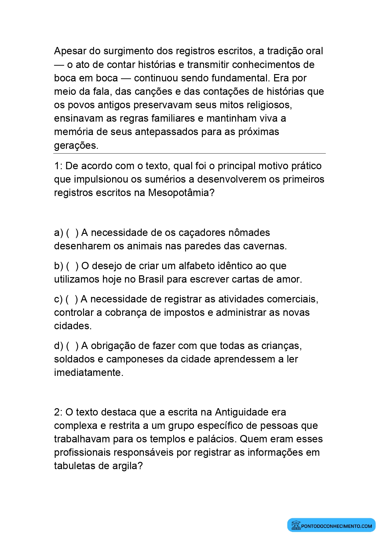 Prova de história para o quinto ano E.F segundo bimestre
