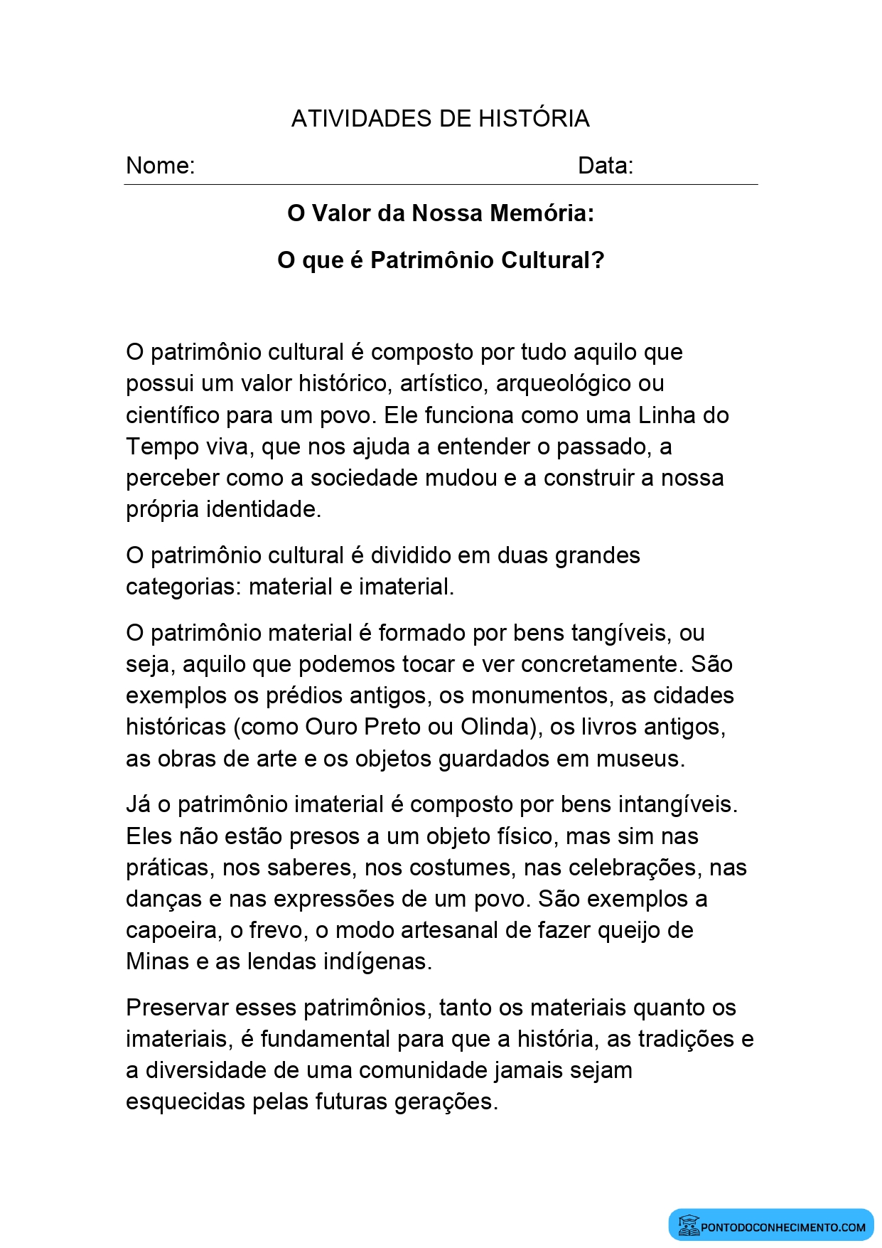 Prova de história para o quinto ano terceiro bimestre