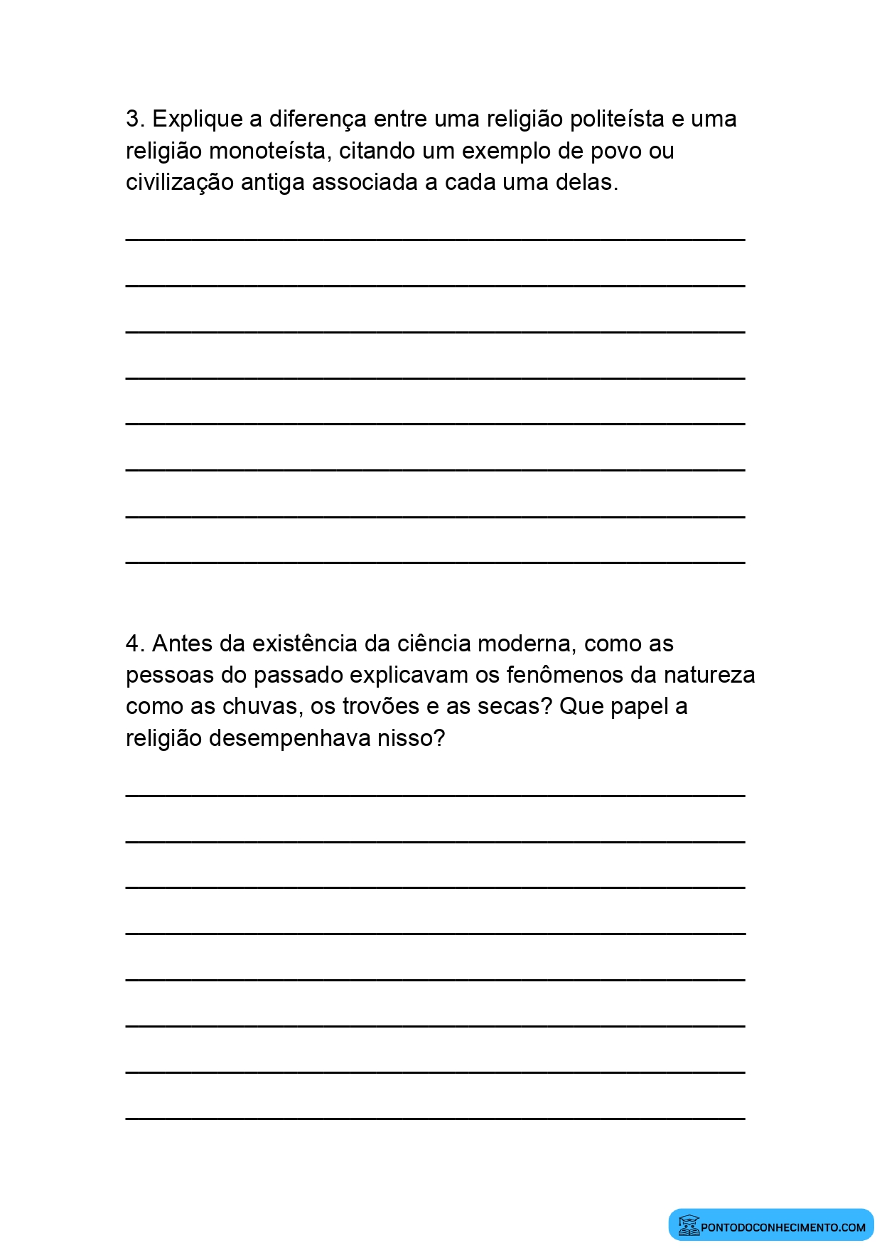 Atividade sobre a Influência da Cultura e das Religiões na Organização das Sociedades