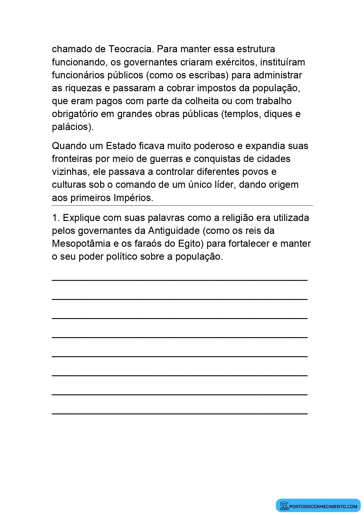 Exercícios de História 5º Ano sobre Poder Político e Governo na Antiguidade