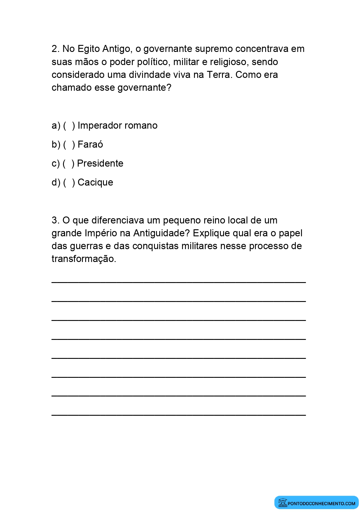 Atividade de História para o 5º Ano A Formação dos Primeiros Estados e Impérios da Antiguidade