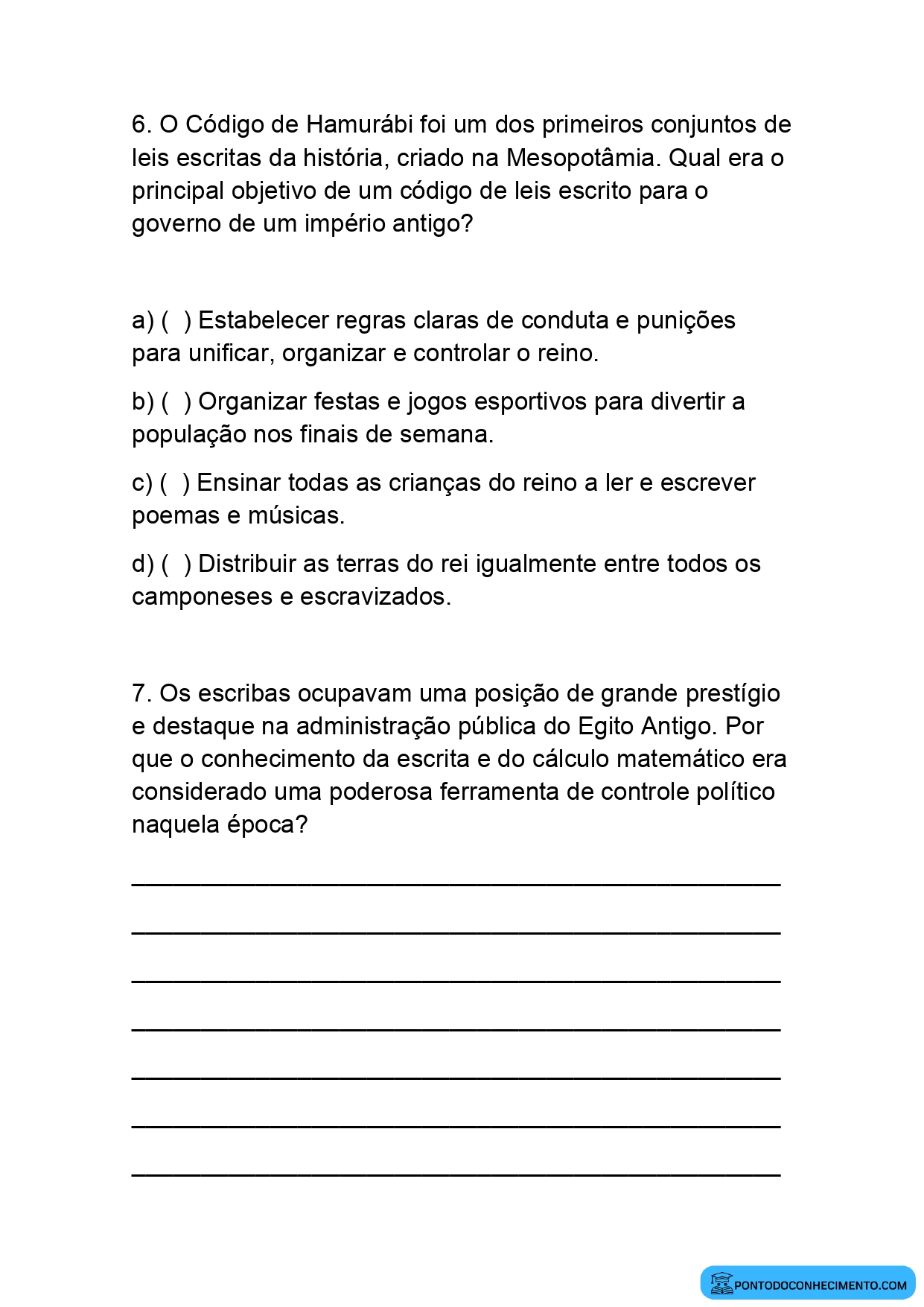 Atividade Escolar sobre Governo e Organização Política na Antiguidade