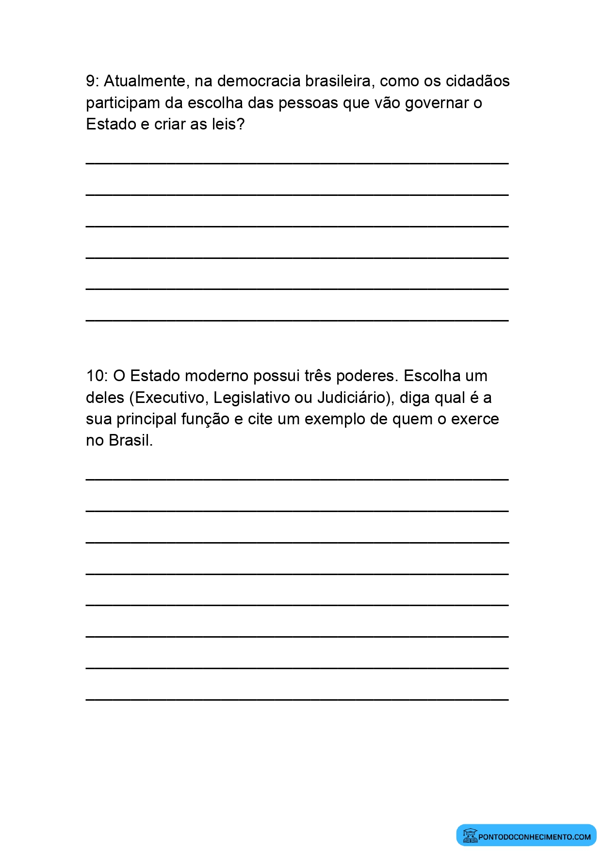 Avaliação de História 5º Ano sobre Organização Social e Estado